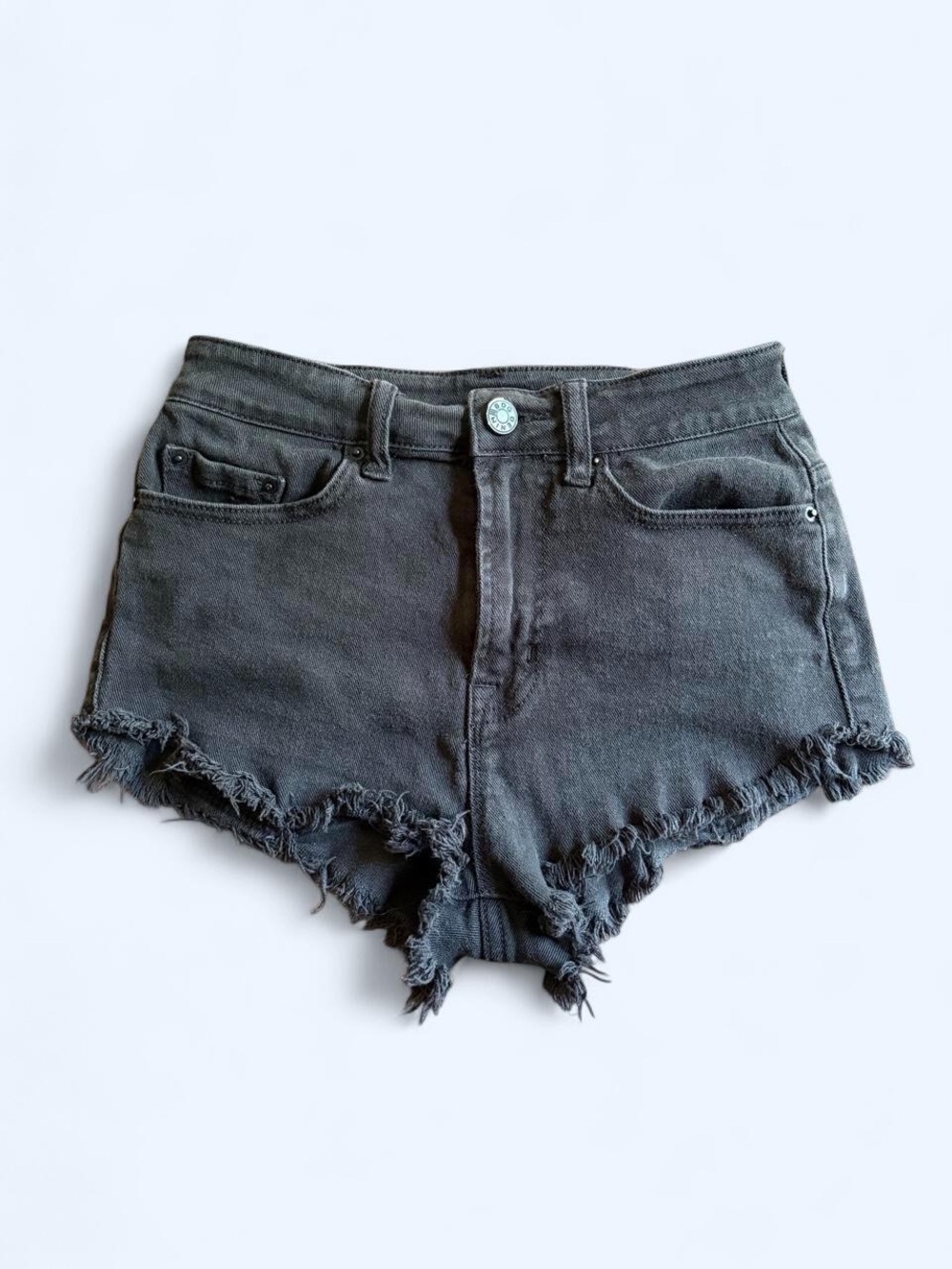 BDG Black Frayed Hem High-Rise Denim Shorts